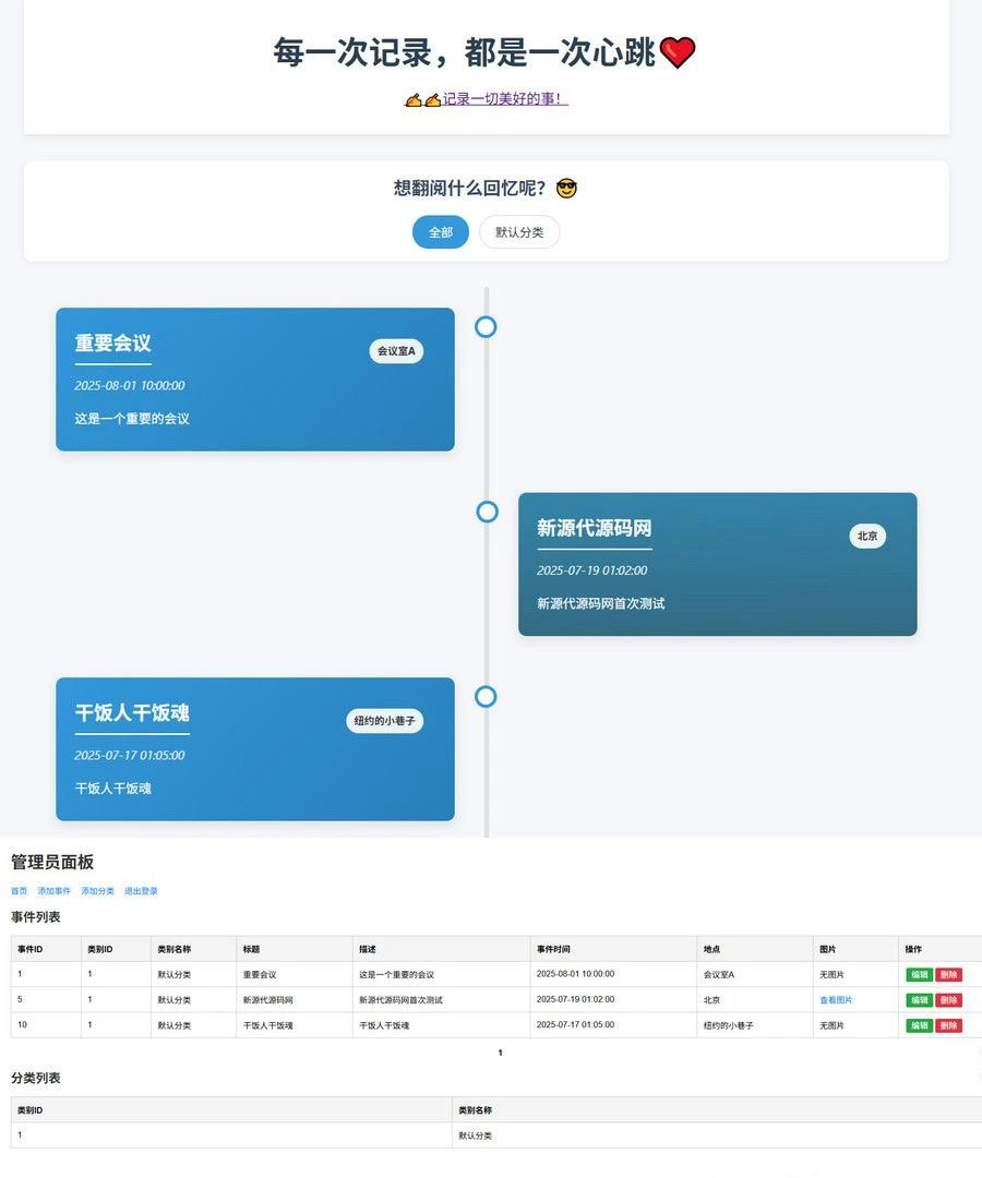开源个人事件记录系统源码/纪恋日时间回顾带后台+搭建教程-深栈博客